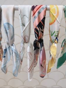 Artistic Print Large Scarf Silk Womens Neckscarf Headscarf Cute Versatile Multifunctional Scarf Bamboo Fiber Home Textile