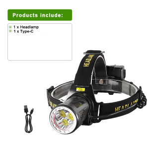 Super Bright 3*XHP70 LED Headlamp Rechargeable Head Torch Warning Light USB Output Power Bank Function Headlight Fishing Hiking