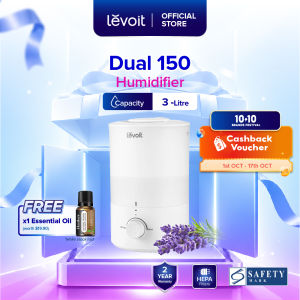 Levoit Dual 150 Ultrasonic Cool Mist Humidifier | Aroma Diffuser | Night Light | 2 Years Warranty