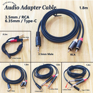 Type-C/3.5mm to Double 6.35mm/RCA Jack AUX Audio Adapter Cable 0.3m/1.8m Stereo Y-Splitter For Mixer Amplifier Speaker 
