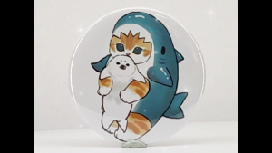 Lencana Butang Pin Shark Cat Mofusand Pin Button Badge 58mm