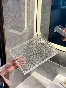 Acrylic tray rectangular light luxury high-end beauty salon new water cup tea set fruit tray