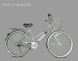 New Kawasaki Brand Bicycle Internal Three-Speed 24-26-27 Double Oblique Sensing Light Motorcycle Electric Light Bicycle Internal
