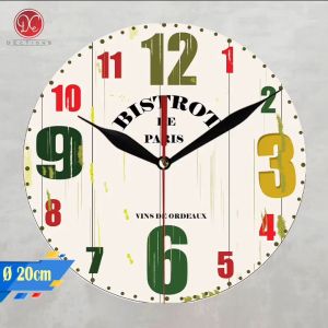Jam Dinding Unik Bistrot Minimalis Vintage Kayu Hiasan Dekorasi Aesthetic Kamar Rumah