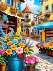 Huacan Diy Diamond Painting Landscape City 5D Diamond Mosaic Street Flower Wall Art Decoration Gift Rhinrstone Pictures