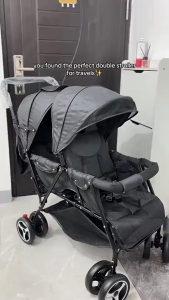 BEIGE Stroller Bayi Kembar Double Tandem Dapat Dilipat - Premium Berat Maksimal 50kg