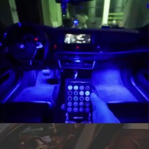 4Pcs Car Atmosphere Decorative Lamp LED Strips with USB Wireless Remote Music App Control Under Dashboard Seat light