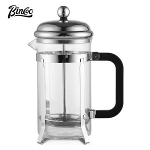 BINCOO Press Coffee Pot Glass Kettle with Filter Milk Foaming French Hand Pouring Set for Household and Office 350ML/600ML
