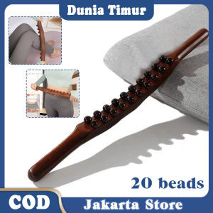 Tongkat Pijat Gua Sha 20 Manik Tongkat Pijat Punggung Kayu Pada Alat Pelangsing Tubuh