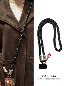 สายโซ่โทรศัพท์ Zeng Ge แบบใหม่ จี้ปักหลังผูกยาวสำหรับกลางแจ้ง สายสะพายไหล่สำหรับเดินป่า สายโซ่กันหายแบบหนาและทนทานสำหรับทั้งชายและหญิง