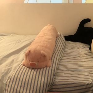 Pink Pig Leg Clasping Pillow Long Strip Sleeping Side Pillow for Girls Bedroom Indoor Use Cartoon Style Soft PP Cotton Filled