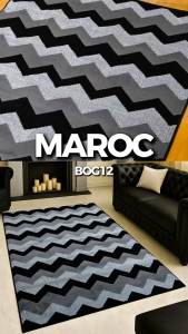 MAROC Karpet Lantai 100x150 Black on Grey BOG12 Karpet Permadani Bulu Tebal
