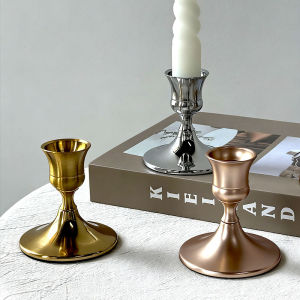 3Pcs Retro Metal Candle Holder Desktop Candlestick Adornment Dining Table Festival Decoration