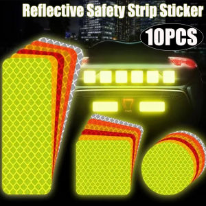 10PCS Car Bumper Reflective Stickers Reflective Warning Strip Tape Secure Reflector Stickers Decals Exterior Motorcycle Sticker