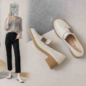 Commute Versatile Light Colored Loafers Womens Shoes Skirt Compatible High Heels Interview Shoes Fashionable Workwear Flats