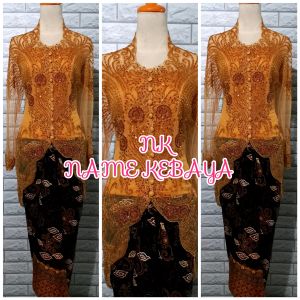 set kebaya pesta kebaya gold + longtorso dan rok lilit