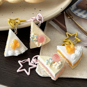2pcs 3D Bánh sao Keychain cho túi xách nữ mặt dây chuyền mới lạ xoài tam giác kem tráng miệng nhựa Dây Móc Khóa Kawaii cô gái phụ kiện Quà Tặng