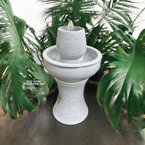 น้ำพุน้ำผุดตกแต่งบ้านและสวน*แถมปั๊ม* สไตล์มินิมอลสีเทาวินเทจ