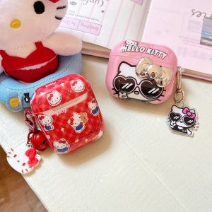 [Mới] Ốp bảo vệ tai nghe IMD họa tiết hình Mèo kẻ sọc & Kính râm nhiều màu nghệ thuật có mặt dây chuyền cho tai nghe airpods Gen 1/2 Gen 3 4 Pro Pro2