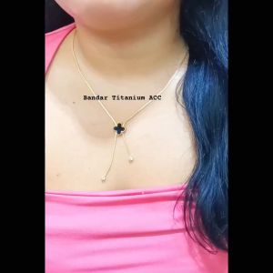 KALUNG TITANIUM BUNGA GRIGI JURAI MATA ANTI LUNTUR DAN ANTI KARAT (COD)