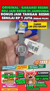 CASIO ORIGINAL - CASIO LW-203-8AVDF - WOMEN - Grey Pink - Strap Resin - Jam dunia JD18ST # Jam Tangan Wanita Cewek Anti Air Digital Analog + CASIO LW 203 8A LW-203 203 LW203 LW-203-8A $ WR5 STR KC7