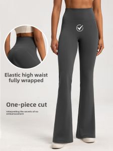 High Waist Yoga Pants Womens Autumn Winter Fleece Lined Slimming Warmth Sports Fitness Yoga Trousers Bell Bottoms