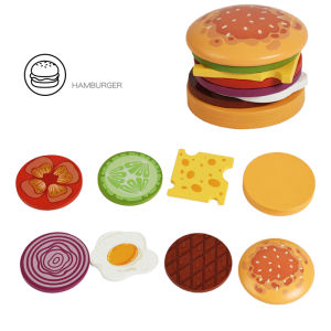 Children Pretend Play Kitchen Wooden Toys Hamburger Sandwich Simulation Food Matching Games Montessori Educational Stacking Toy