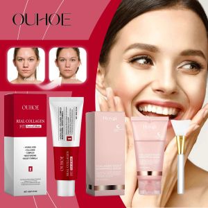 Ouhoe Collagen Peel Off Mask พร้อมแปรงต่อต้านริ้วรอยกระชับ Hydrating Easy Peel ทุกสภาพผิวไม่ระคายเคืองสะอาด