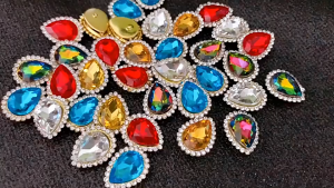 10pcs Sew on Rhinestones AB Colorful Crystal Buckle 14x18mm Drop Shape Colorful Rhinestones for DIY