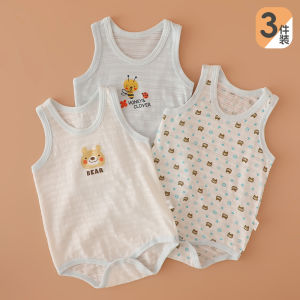 3pcs Pure Cotton Breathable Summer Romper Suit for Newborn Babies Underwear Air Conditioning Clothes Sleepwear Vest Harem