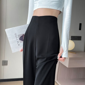 High Waist Slimming Wide Leg Suit Pants Women Autumn Winter Drapey Straight Cut Trousers Pear Shape Body Concealing Pants