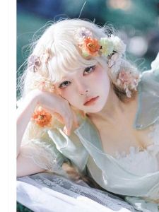 Long Hair Princess Small Flower Hairpin Lolita Fairy Headwear Womens Hair Flowers Hair Clip Photography Props Fabric Material