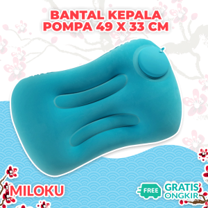 Miloku Bantal Kepala Angin Pompa Tekan Tiup PVC 49 x 33 CM Penahan Ganjalan Kepala Tidur Perjalanan Inflatable Portable Indoor Outdoor Travel Pillow Anti Pegal Empuk