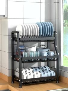 Stainless steel kitchen storage rack dry rack table organizer bowl rack kitchen tableware rack storage rack