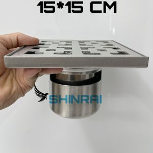 Phễu Thoát Sàn Ga Thoát Nước Nhà Tắm Chống Mùi Hôi Chống Côn Trùng ( 15*15 - INOX SUS304 Tấm Đặc Tân Cổ Điển )