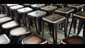 S-NAIDE เก้าอี้บาร์ เก้าอี้สตูล วางซ้อนได้ เก้าอี้เหล็ก เก้าอี้บาร์เหล็ก เก้าอี้คาเฟ่ โฮมฮัก ทรงสูง มีพนักพิง