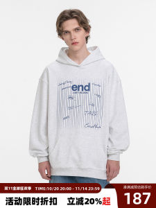 Endweep Vertical Bar Print Sweatshirt Men and Women Couple Heavy Weight Loose Casual Chinese Fad American Hoodie Jacket