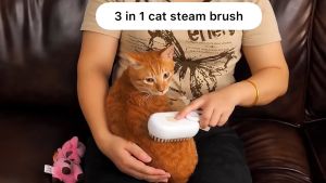 Best Seller 3 IN 1 Steam Brush for Cats and Dogs | Steamer | Silicone | Hair Removal | Electric USB | Pet Grooming Brush