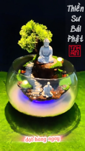 Thác Nước Phong Thủy Tiểu Cảnh Thiền Sư Bái Phật Cao Cấp Deco Trang Trí Quà Tặng Ý Nghĩa Thiền Định