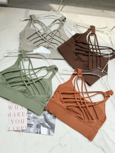 Nude Sensation Sports Bra Thin Fitness Running Anti Shock Gathered Cross Beautiful Back Yoga Summer Thin Vest No Brand Registration