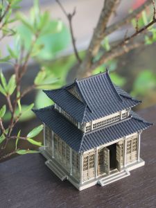 Microscopio Hall Chinese Ancient Building Ecological Miniature Landscape Aquarium Home Decoration Ornaments Double Ridge Hip Roof Pavilion