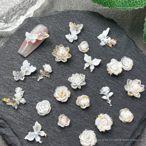 ไฟกลางคืนเรซิ่น 3 มิติ 50 ชิ้น สำหรับตกแต่งเล็บ ลายดอกบัว ผีเสื้อ พระจันทร์ เรืองแสงไล่สี อุปกรณ์ตกแต่งทำเล็บ DIY