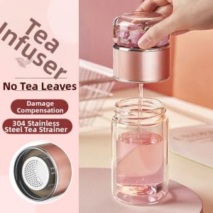 Attractive Tea-water Separation Transparent Glass Cup