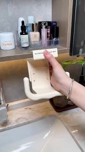 U-shaped mirror cabinet tissue holder home bathroom face towel storage rack creative no-drill wet tissue holder