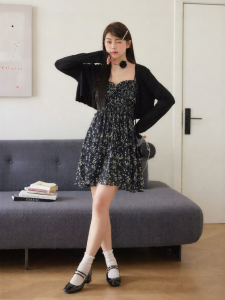 Đầm Hoa Phong Cách Pháp Dành Cho Phụ Nữ Quyến Rũ Áo Blouse Lụa Mát