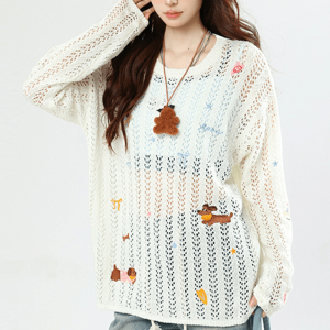 Áo Khoác Ngoài Dài Tay Cổ Tròn Rộng Rãi Phong Cách Hàn Quốc Mùa Xuân 2025 Áo Khoác Ngoài Chống Nắng Khoét Lỗ Đa Năng Cho Nữ