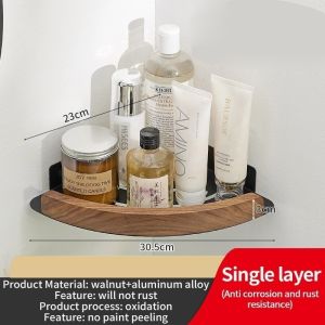 Wood Aluminum Material Bathroom Shelf Organizer Corner Shelf Shampoo Storage Shelf Shower Wall Rack Corner shelf Triangular Rack