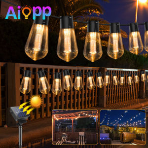 LED Solar Remote Control Lamp String Outdoor Waterproofing Christmas Festival Decorations Camping Lighting Courtyard Garden Warm Decorative Lights