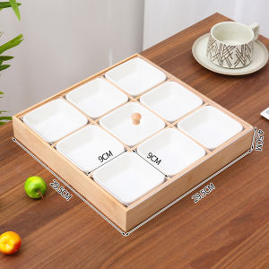 Bát Đựng Trái Cây Hình Vuông Chín Ô Có Nắp Đựng Đồ Ăn Nhẹ Tại Nhà Phòng Khách Hạt Ăn Thử Tray Đựng Thức Ăn Nhẹ