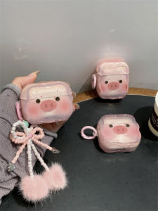 Cute Pig Cartoon Blush Plush AirPods 3 pro 3 Silicone Soft Shell Protective Case  Compatible Hanging Decoration